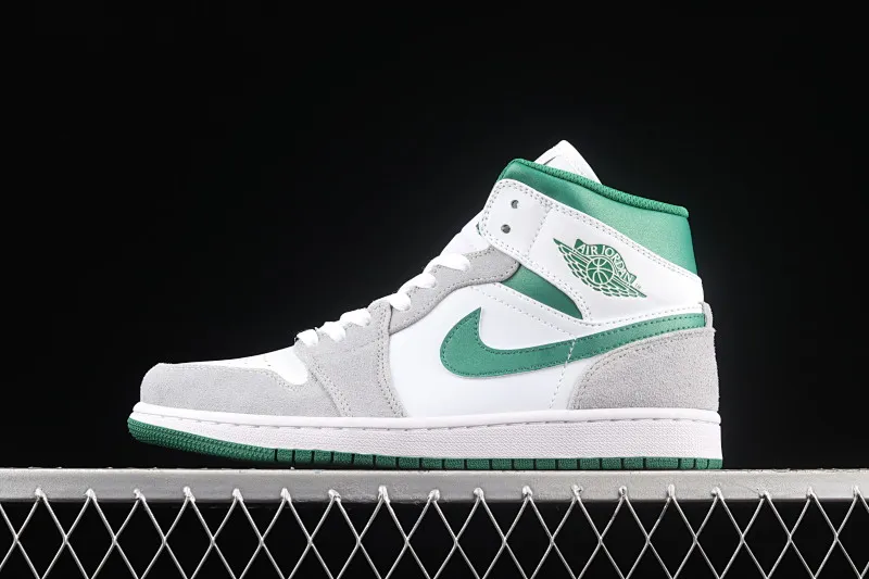 All categories Air Jordan Jordan series basketball shoes Air Jordan 1 Mid G version pure original Air Jordan 1 Mid AJ1 Joe 1 white gray green mid-top basketball shoes DC7294-103